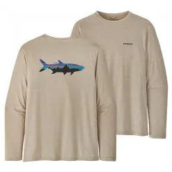 Patagonia Men's LS Capilene Cool Daily Fish Graphic Shirt / Pumice